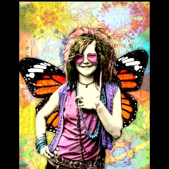 Janis Joplin with Fairy Wings Retro Music Kaleidoscope Map Art Print 8.5… - Picture 2 of 5